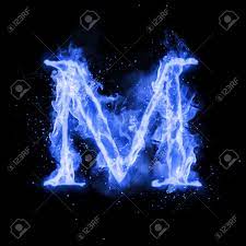 Fire letter m logo template. Fire Letter M Of Burning Blue Flame Flaming Burn Font Or Bonfire Alphabet Text With Sizzling Smoke And Fiery Or Blazing Shining Heat Effect Incandescent Cold Fire Glow On Black Background Stock