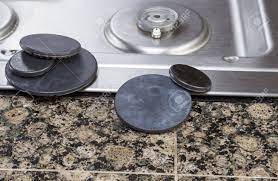 Natural Gas Stove Burner Covers Removed For Cleaning With Pilot Stock Photo Picture And Royalty Free Image Image 17180290