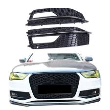 2x For Audi A4 B9 S Line S4 Sedan 2013 2014 2015 Front Bumper Fog Lights Grille Foglamp Grill Cover Gloss Black Sliver P449 Audi A4 Bumpers Audi