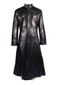 Matrix Coat Black Leather Trench Jacket At Amazon Men S Clothing Store Black Leather Coat Long Black Trench Coat Leather Trench Coat