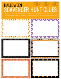 A compact rectangular piece of heavy paper having a person's label along with. Halloween Scavenger Hunt Printable Clues For Kids Treasure Hunt