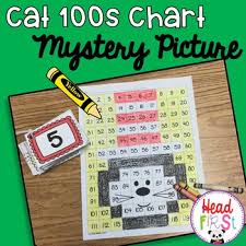 cat 100s hundreds chart mystery picture fun math center