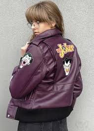 Black And Purple Bomber Jacket Womens Clown Prince Of Crime Purple Leather Bomber Jacket Purple Leather Jacket Purple Bomber Jacket Leather Bomber Jacket