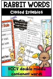 Closed Syllables Rabbit Words Practice Double Consonant Vccv Words In 2020 Closed Syllables Syllable Worksheet Syllable