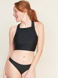 High Neck Long Line Apron Strap Swim Top For Women Old Navy In 2021 High Neck Swim Top Tankini Swim Tops High Neck Swimsuits