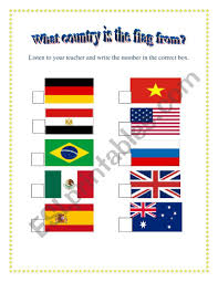 Andrew's day (the 30th of november) is regarded as scotland's national day. What Country Is The Flag From Esl Worksheet By Darryn