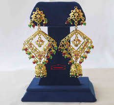 Brij Bali Jadau Jhumki Real Gold Plated Earrings J2018 Www Muteyaar Com Latest fashion traditional gold jewellery.