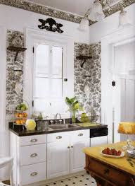Love The Mix Of Toile Wallpaper And Toile Pitchers In This Kitchen Toile Kitchens Wallpape Kitchen Wallpaper Kitchen Wallpaper Black Kitchen Decor Themes