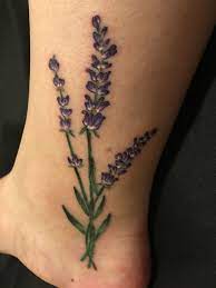 Colored Lavender Tattoo On Ankle Lavender Tattoo Flower Tattoo On Ankle Hairstylist Tattoos