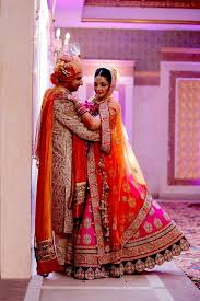 Love The Pink And Orange Combination Of Colours Indian Bridal Wear Indian Wedding Couple Indian Wedding Dress