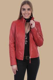 Scully Womens Lightweight Lamb Jacket Red