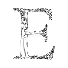 Before recognizing it more, let's check what alphabet is! Letter E Coloring Book For Adults Vector Stock Vector Illustration Of Color Drawn 71456294