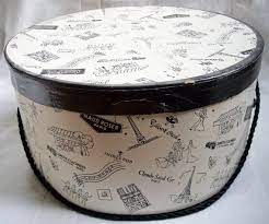 1950s Hat Box Round Vintage Black And White Paris Chic Home Etsy Vintage Hat Boxes Black And White Paris Hat Box