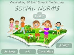 Conversation therapy is a speech therapy app with engaging pictures & discussion questions to get people talking to practice communication strategies. Social Norms App