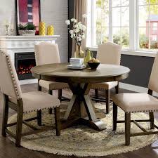 The round raphael butterfly leaf table features a classic pedestal with custom finish. Furniture Of America Dice Rustic Oak 54 Inch Solid Wood Dining Table Overstock 19826047