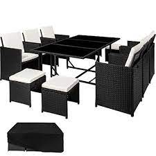 tectake ensemble salon de jardin en resine tressee poly rotin table set 1 table 6 rattan garden furniture sets garden furniture sets rattan garden furniture