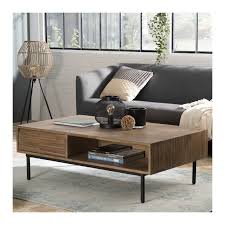 Cette table ovale en bois d'acacia, qui a un plateau mesurant 160x100x74 cm extensible jusqu'à 220 cm. Table Basse Avec Tiroirs Et Niches De Rangement En Bois D Acacia River