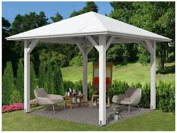 Skan Holz Holz Pavillon Cannes 1 Weiss Lasiert 294 Cm X 294 Cm In 2020 Holz Pavillon Garten Pavillon Pavillon