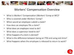 06.07.2021 · workmen compensation only takes care of the income lost due to disability and injury at the workplace, but esi will take care of health and hospitalization for even unrelated illnesses. Workers Compensation Ppt Download