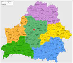 Карта Беларуси с городами и областями