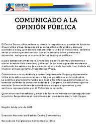 Mary luz sandoval, desinstitucionalización del sistema de partidos en colombia: Centro Democratico Pa Twitter Comunicado A La Opinion Publica