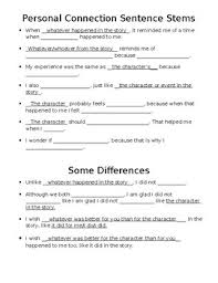While modern language rules say it's perfectly acceptable to start with an initial. Personal Connection Sentence Stems By Emily Wykes Tpt