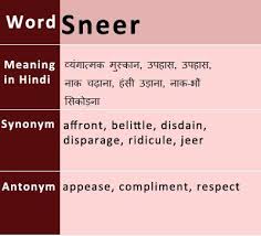 Sneer Synonyms Antonyms Hindi Meaning Uses Onlinegkguide English Vocabulary Words Vocabulary Words English Vocabulary