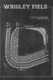 print of vintage style wrigley field seating chart wrigley