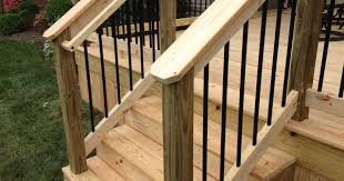 Black Aluminum Spindles And Graspable Handrail Deck Handrail Wood Deck Outdoor Handrail