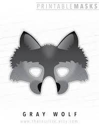 Printable Halloween Mask Paper Mask Gray Wolf Printable Etsy Printable Halloween Masks Wolf Mask Halloween Masks