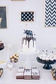 Black And White For A Modern Baby Shower Modern Baby Shower Decorations Baby Boy Shower Baby Shower Host
