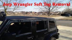 How To Remove 4 Door Jeep Wrangler Soft Top With One Person Youtube Jeep Wrangler Soft Top Jeep Wrangler 4 Door Jeep Wrangler