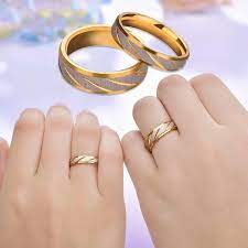 2020 Titanium Steel Engrave Name Lovers Couple Rings Gold Wave Etsy Engagement Rings Couple Couple Ring Design Couple Rings Gold
