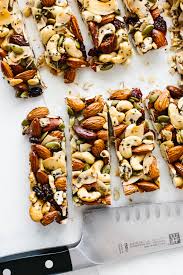Chewy homemade granola bars are the perfect healthy snack! Trail Mix Granola Bars Healthy Homemade Downshiftology
