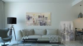 Blurred abstract background interior view looking out toward to empty office lobby and entrance doors and glass curtain wall with frame. Apart Living Room Zoom Background Templates Postermywall
