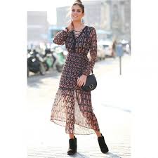 Col bénitier longueur des manches: Robe Longue Asymetrique Imprimee Manches Longues Et Dentelle Femme Imprime Noir 3 Suisses