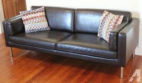 Ikea Sater Dark Brown Leather Sofa Couch 77 5 Long For Ikea Sofa S X 2 Two Seaters Dark Brown Leather Couches Brown Leather Sofa Dark Brown Leather Sofa Sofa