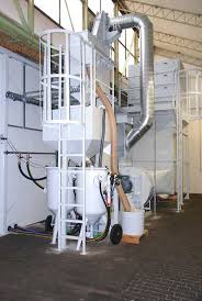 Predisposta per applicare aspiratore industriale e/o ciclone vista frontale. Sala Di Sabbiatura Tecnologie Di Sabbiatura Sapi Gmbh