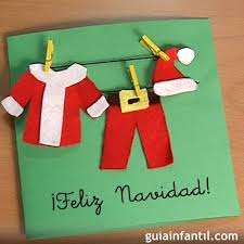 Las manualidades de papa noel o santa claus son un referente dentro de las actividades y juegos navideños. Postal Con Ropa De Papa Noel Manualidades Con Fieltro