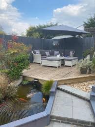 Our Garden Fence In Cuprinol Silver Copse Decking Going To Be Cuprinol Anti Slip Silver B Back Garden Landscaping Garden Front Of House Wooden Garden Edging