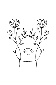 Flower Woman Printable Art Digital Download Poster Large Etsy Line Art Drawings Art Drawings