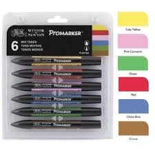 Feutres A Alcool Promarker Et Promarker Brush Winsor Newton Creastore Rouge pivoine / peau blush o729. set de 6 promarkers tons moyens