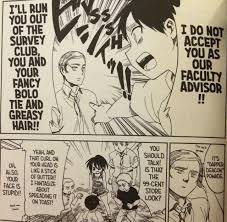 Poutwin = 拗ねヴィン — What Eren said about Erwin's bolo tie and greasy...