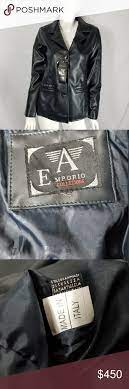 Eporio Armani Collezione Leather Blazer Jacket M Leather Blazer Jacket Leather Blazer Tweed Blazer Women