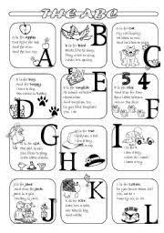 Alphabet rhyme, mnemonic verse or song used to help children learn an alphabet; English Worksheet The Abc Poems Part 1 Alphabet Poem Preschool Poems Poems