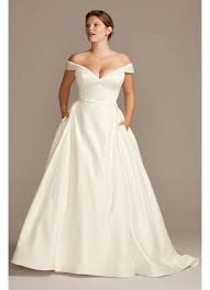 Wedding Off Shoulder Satin Gown Plus Size Wedding Dress