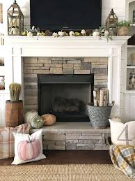 Fall Fireplace Mantel Decor Pumpkins Pumpkin Pillows Metal Olive Bucket Driftwood Faux Pump Fireplace Mantel Decor Farmhouse Fireplace Gorgeous Fireplaces