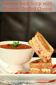 Tomato Basil Soup With Grilled Pimento Cheese Sandwiches Healthybeat Recipe Recipes Food Delicious Soup