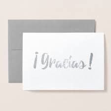 Gracias Elegant Spanish Thank You Brush Script Foil Card Zazzle Com Foil Cards Cute Thank You Cards Cards