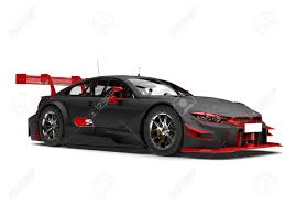 Tous les styles de voitures se retrouvent ici : Super Voiture De Course Noire Mat Avec Des Details Rouges Banque D Images Et Photos Libres De Droits Image 89929023